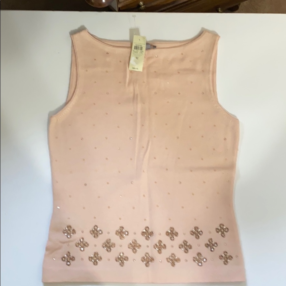 Ann Taylor Pink sleeveless sweater top embellished